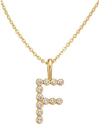 Made by Mary CZ Poppy Initial Necklace in Gold Vermeil Initial F at Nordstrom