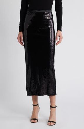 BOSS Eluxia Sequin Midi Skirt in Blk at Nordstrom Rack, Size Large