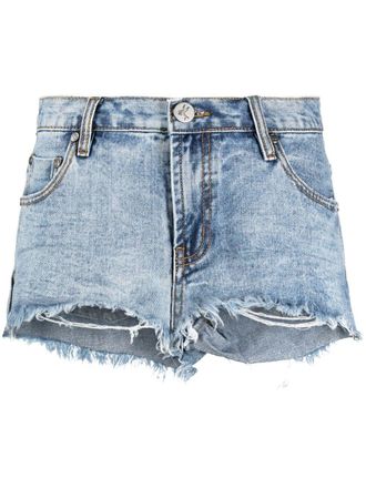 One Teaspoon Hollywood Marlons denim shorts - women - Recycled Cotton/Cotton - 23 - Blue
