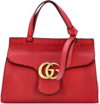 Gucci GG Marmont Top Handle Bag Leather Mini satchel - women - Calf Leather/Leather - One Size - Red