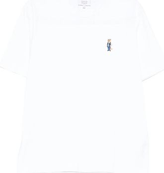 Maison Kitsun&eacute; Fox-embroidered Cotton T-shirt