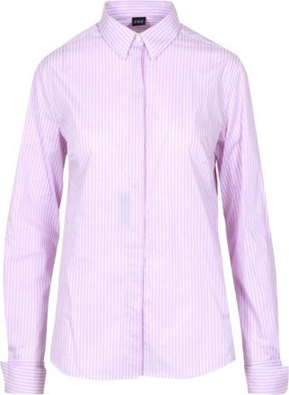 Fay Overhemden, Dames, Roze, M, Katoen, Gestreepte Franse Kraag Shirt
