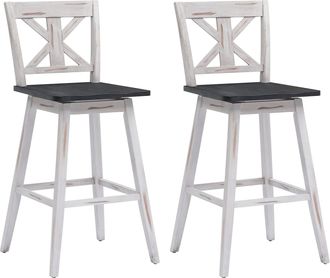 Costway Costway - Set De 2 Taburetes De Bar 73,5 Cm, Sillas De Bar Vintage Con Asiento Giratorio A 360&deg; Y Almohadillas Antideslizantes