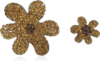 Marni Asymmetrische Bloemspelden - Dames - Broches - Grijs - ONE Size - Leer - Accessoires