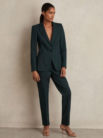 Reiss Green Petite Wool-blend Single-breasted Suit Blazer, 8