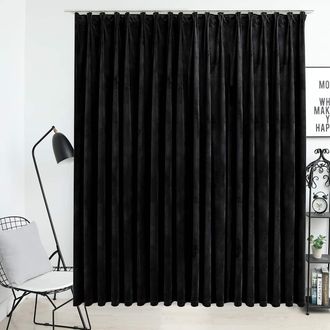 vidaXL Tenda Oscurante Con Ganci Nera In Velluto 290x245 Cm - Vidaxl