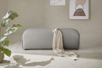 LeGer Home by Lena Gercke Hocker »PIARA, Polsterhocker mit Kedernaht, Cord, Leinenoptik o. Strukturstoff« zur Serie PIARA, rechteckig, schwarze Füsse, bequemer Sitzkomfort