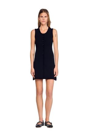 Sandro Short ribbed knit dress in Black at Nordstrom, Size 42 Eu
