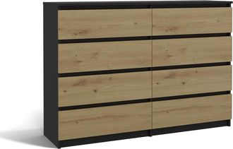 OEM C&oacute;moda Grande De 8 Cajones, Antracita/roble Artesanal, Moderna, Para Dormitorio, Sala De Estar O Habitaci&oacute;n Infantil