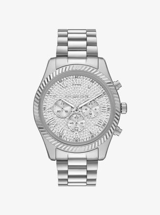 Michael Kors Oversized Lexington Pav&eacute; Silver-Tone Watch