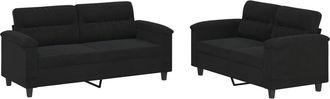 vidaXL Vidaxl - Juego De Sof&aacute;s Con Cojines 2 Piezas Tela Microfibra Negro
