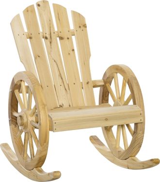 OUTSUNNY Adirondack Rocking Chair Porch Poolside Garden Lounging Natural | TJ Hughes