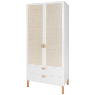 OEM Armoire 2 Portes 2 Tiroirs Bellamy Laurie Blanc Et Bois