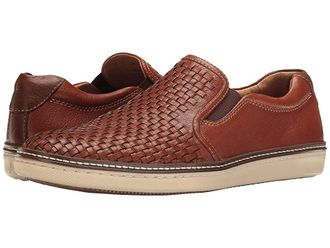 Johnston & Murphy McGuffey Woven Casual Slip-On Sneaker Mens Slip on Shoes Tan Full Grain : 8 M (D), Full Grain leather