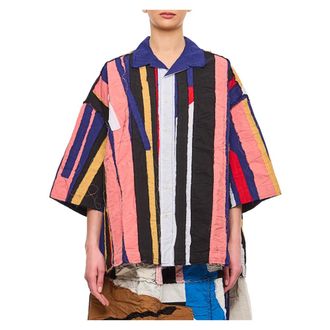 CASEY CASEY Overhemden, Dames, Veelkleurig, S, Katoen, Patchwork katoenen shirt