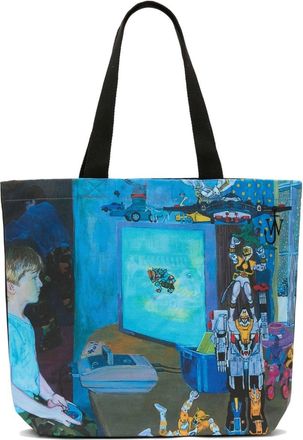 J.W.Anderson graphic-print canvas tote bag - unisex - Cotton - One Size - Blue