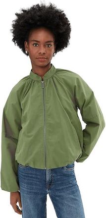Kut from the Kloth Lainey - Zip Front, Bomber Jacket Womens Coat Cedar Green : MD, Cotton/Lyocell