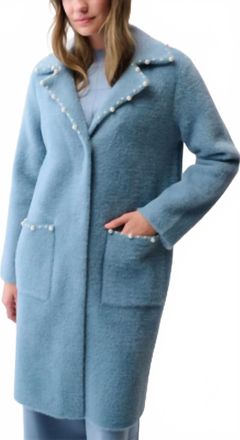 Joseph Ribkoff Single-Breasted Pearl Coat In Chambray Blue