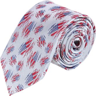 Trafalgar Store Stars & Stripes Secret Silver Silk Novelty Necktie at Nordstrom