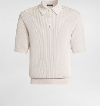 Dolce & Gabbana Micro-rib Cotton Polo Shirt - Man Cream 44