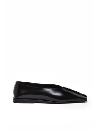 Jil Sander Black Leather Square Flats