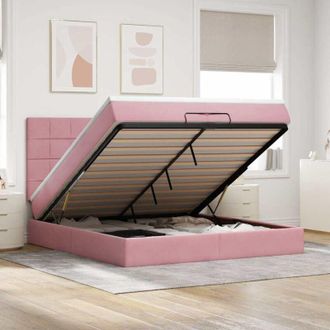vidaXL Estructura De Cama Otomana Colchones Terciopelo Rosa 200x200cm Vidaxl