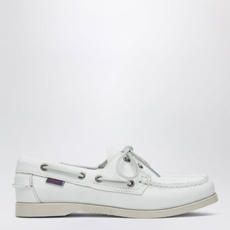 Sebago Portland womens boat shoes in leather, white