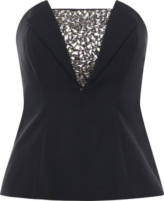 Genny Bustier Top With Rhinestone Embroidery