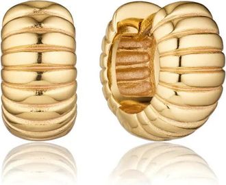 Lily & Roo Gold Ribbed Texture Huggie Hoop Earrings