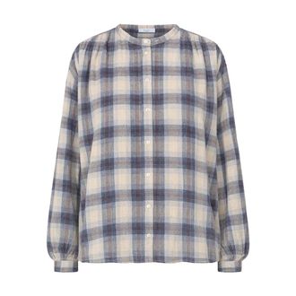 By-Bar Amsterdam Nyka Tokyo Check Blouse - Dames - Blouses & Shirts - Blauw - Maat: S Katoen