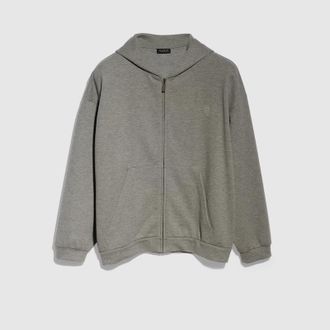 Gucci Cotton Cashmere Jersey Zip Jacket, Size XXXL, Grey