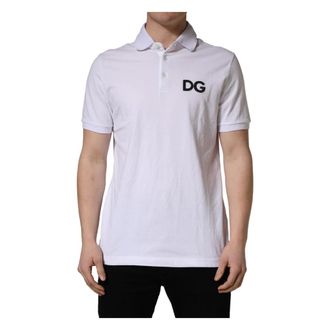 Dolce & Gabbana Polo Shirts, male, White, Size: XL Short Sleeves Polo T-shirt