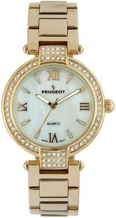 Peugeot T Bar European Crystal Bracelet Watch- 38MM in Gold at Nordstrom