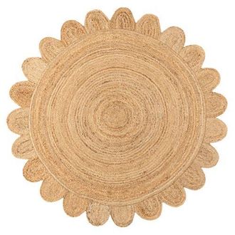 Jonathan Y Designs Petal Boho Jute Scalloped Circle Round Area Rug in Natural at Nordstrom, Size 4Ft 0In X 4Ft 0In