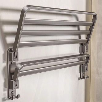 OEM Toallero Plegable De Pared De 40 Cm - Aluminio Resistente A La Corrosi&oacute;n - 2 Barras Y Ganchos - Ideal Para Espacios Peque&ntilde;os - Crezuo
