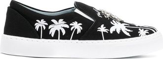 Chiara Ferragni Chiara Suite slip-on sneakers - women - Cotton/Leather/Rubber - 37 - Black