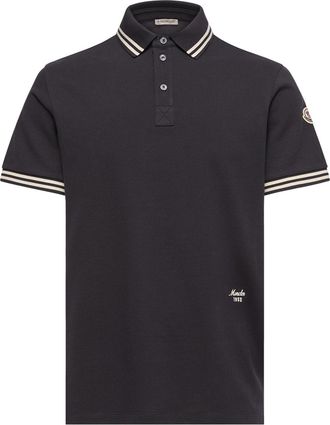 Moncler Moncler Striped Trim Cotton Piquet Polo Shirt, Men, Blue, Size: 3xl
