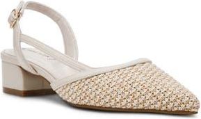 Anne Klein Untie Slingback Block Heel Pump in Bone Raffia at Nordstrom Rack, Size 8.5