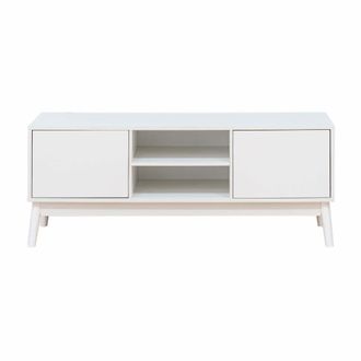 Mobili Rebecca Mueble de tv con 2 puertas y 2 estantes de aglomerado blanco