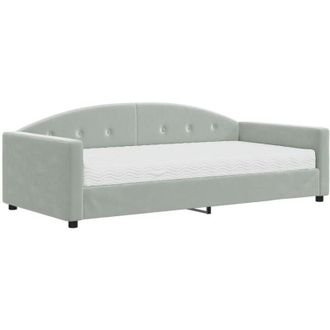 vidaXL Sof&aacute; Cama Con Colch&oacute;n Terciopelo Gris Claro 100x200 Cm Vidaxl