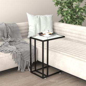 vidaXL Vidaxl - Tavolino Per Computer Marmo Bianco 50x35x65 Cm Vetro Temperato
