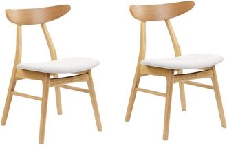 Beliani Beliani - Conjunto De 2 Sillas De Comedor De Madera De Caucho Clara Gris Claro Asiento Lynn