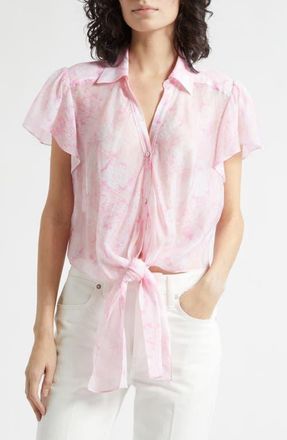 Cinq &agrave; Sept Heirloom Petals Floral Print Top in Rosewater Pink Multi at Nordstrom, Size Xx-Small