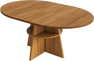 Urban Meuble Mesa de comedor extensible redonda efecto madera 110-150 cm