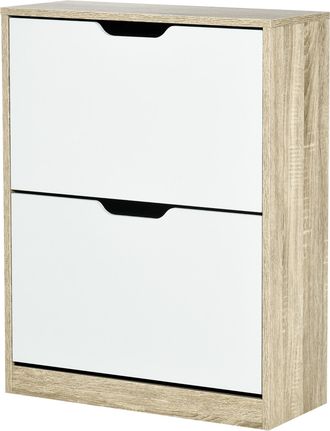HOMCOM Homcom - Mobile Scarpiera Slim 2 Cassetti Per 8 Paia Di Scarpe Legno E Bianco