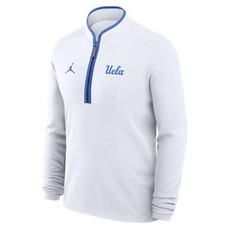 Nike Jordan Mens UCLA Victory Jordan Brand Dri-FIT College 1/2-Zip Long-Sleeve Top in White | JJ4308DUUCL-APS