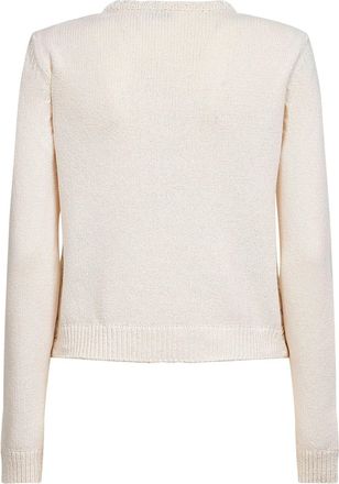 Moncler Womens Cardigan Quilted Padded Ivory Cotton Cardigans Sweater