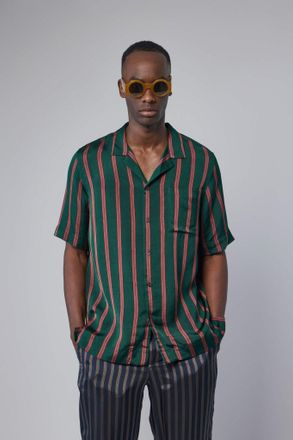 Dries Van Noten Fluid Striped Viscose Silk Shirt