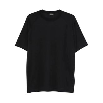 Ermenegildo Zegna Tops, Heren, Blauw, XL, Wol, T-shirt met ronde hals en korte mouwen