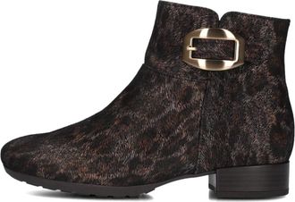 Gabor Stijlvolle enkellaarsjes met panterprint - Dames - Enkellaarsjes - Bruin - 39 EU - Wol - Schoenen